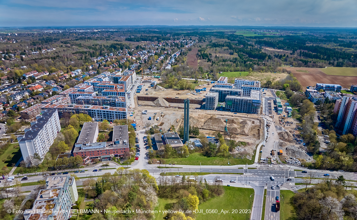 21.04.2023 - Luftbilder von der Baustelle Alexisquartier und Pandion Verde in Neuperlach